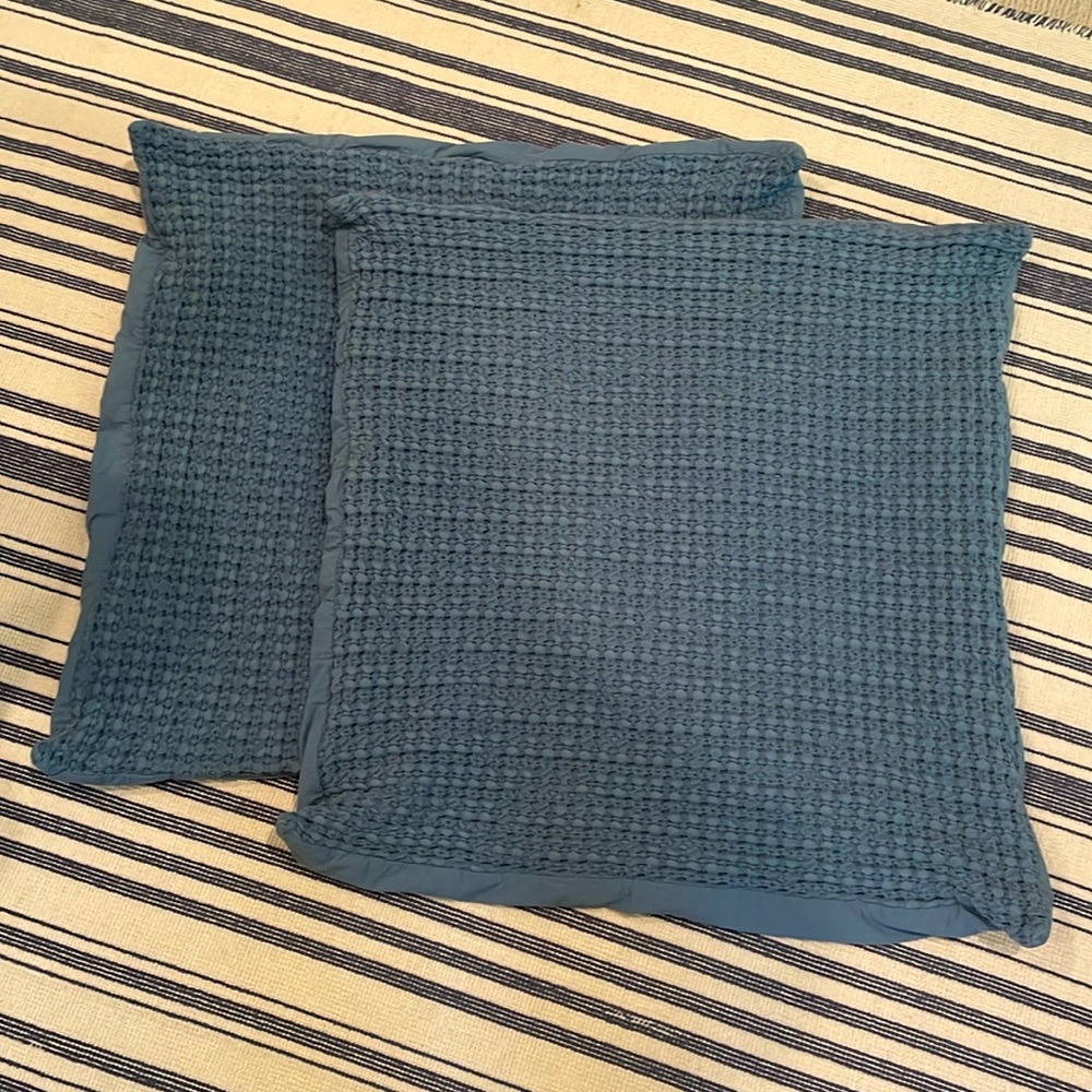 NWOT Serena & Lily Set of 2 Montauk Euro Shams in French Blue - Picture 2 of 7